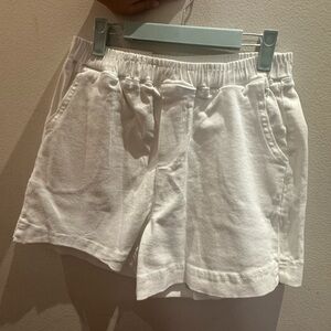 Women's White Casual Elastic-Waist Jeans Shorts